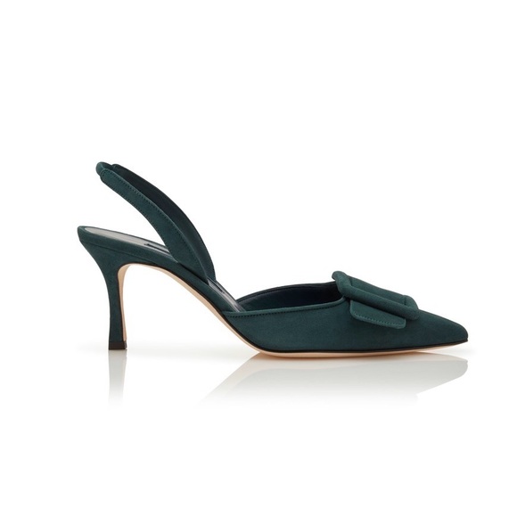 Manolo Blahnik Shoes - Manolo Blahnik Dark Green Slingback Maysi Heels